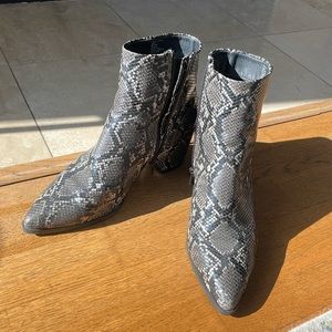 faux black/grey snake skin booties - madden girl